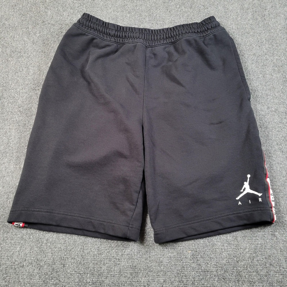 Jordan‎ Shorts Mens Medium Black Fleece Jumpman Tape Basketball Gym Athletic